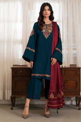 EMBROIDERED DHANAK UNSTICED 3 PIECE